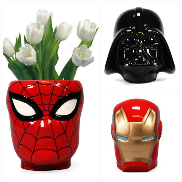 Wall vases and Mugs, star Wars, Marvel. SPIDERMAN, IRONMAN