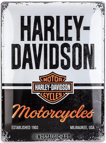 Harley Davidson Motorcycles. Large Embossed Retro Metal Sign 30cm x 40cm