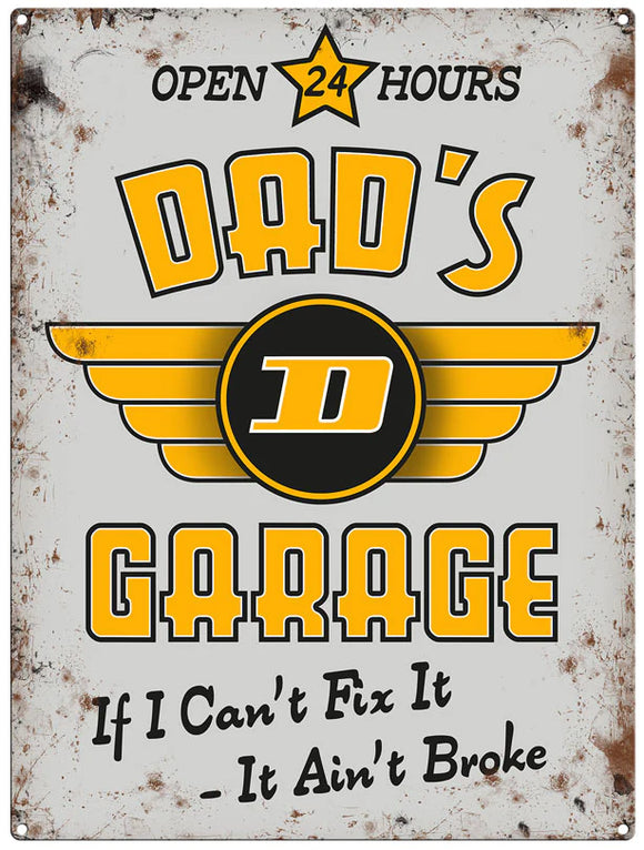 Dad's Garage Open 24 hours Large Metal Sign 30cm x 40cm