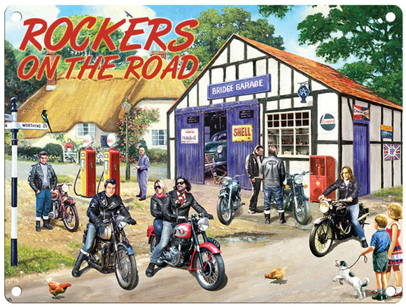 Rockers On The Road Large Metal Sign 30cm x 40cm