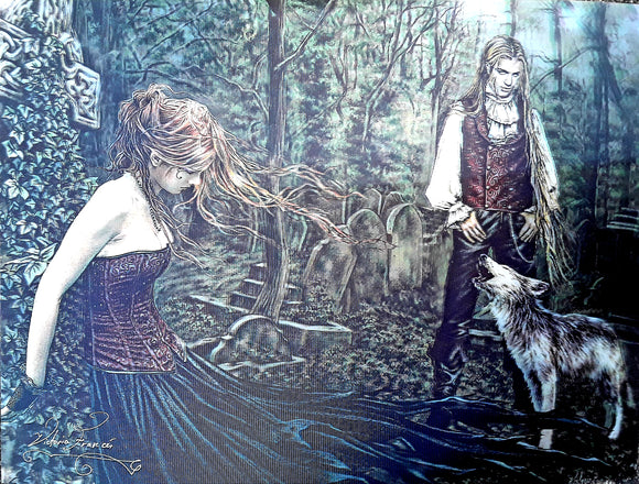 'Gothic Wolf Fantasy' Victoria Frances 3D Art Print 30cm x 40cm