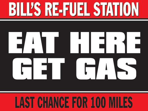 Eat Here Get Gas, Large Humourous Metal Sign 30cm x 40cm