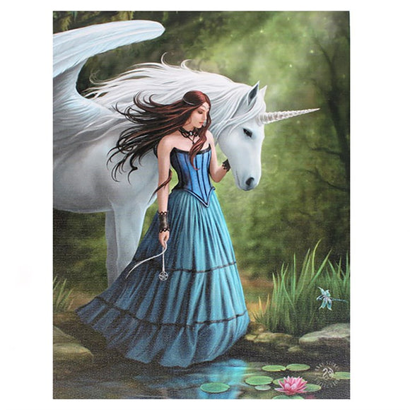'Enchanted Pool' Unicorn Canvas Print by Anne Stokes