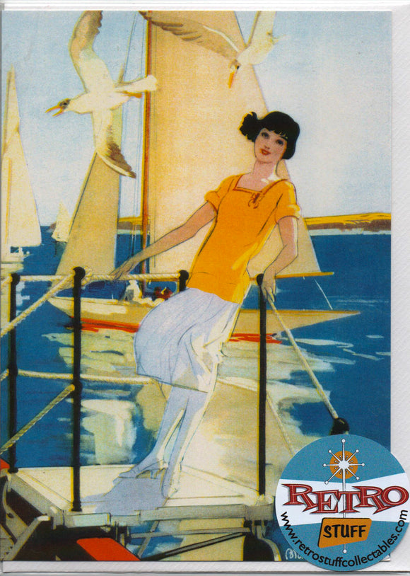 Sailing Days Vintage Lady Illustration Greetings Card 7