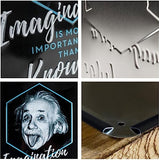 Retro Einstein Imagination & Knowledge. Embossed Metal Sign 15x20cm.