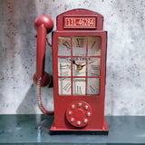 Retro Telephone Metal Mantel Clock 27cm