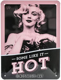 Marilyn Monroe Some Like It Hot. Embossed Metal Sign 15x20cm.
