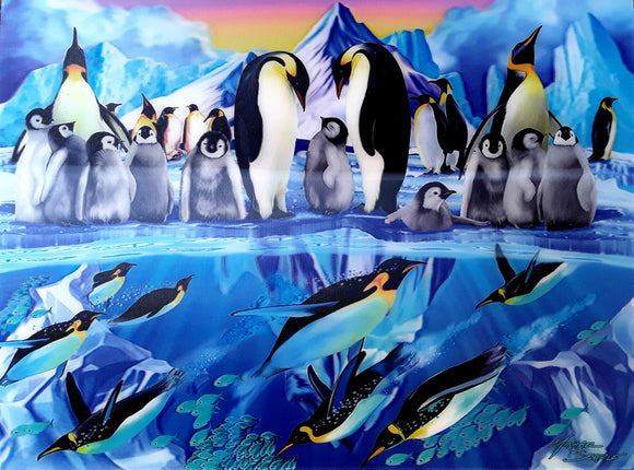 'Penguin Heaven' Ocean Wildlife 3D Art Print 30cm x 40cm