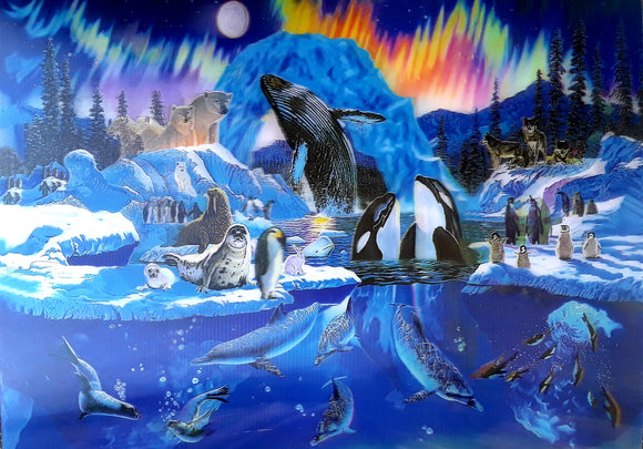 'Artic Scene' Ocean Wildlife 3D Art Print 30cm x 40cm