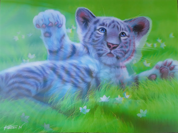 'Green Grass Fun’ Wildlife Lenticular 3D Art Print 30cm x 40cm