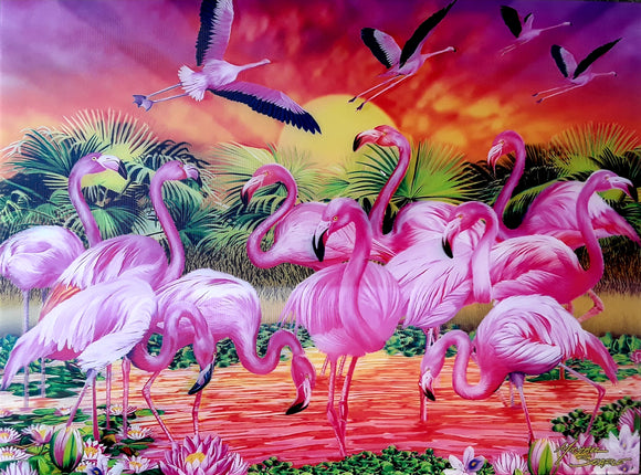 'Flamingo Lingo' Wildlife Lenticular 3D Art Print 30cm x 40cm