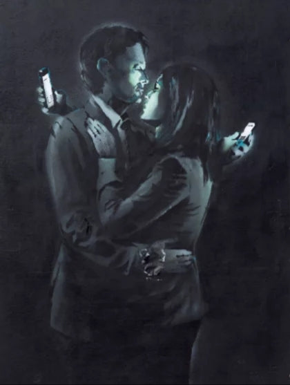 Mobile Phone Lovers Lenticular 3D Art Print by Banksy 30cm x 40cm