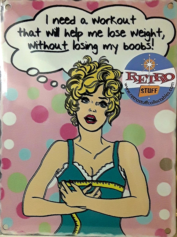 Boobs Workout Mini Metal Sign 15cm x 20cm