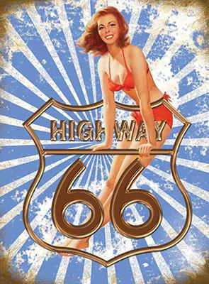 Route 66 Highway Large Metal Sign 30cm x 40cm