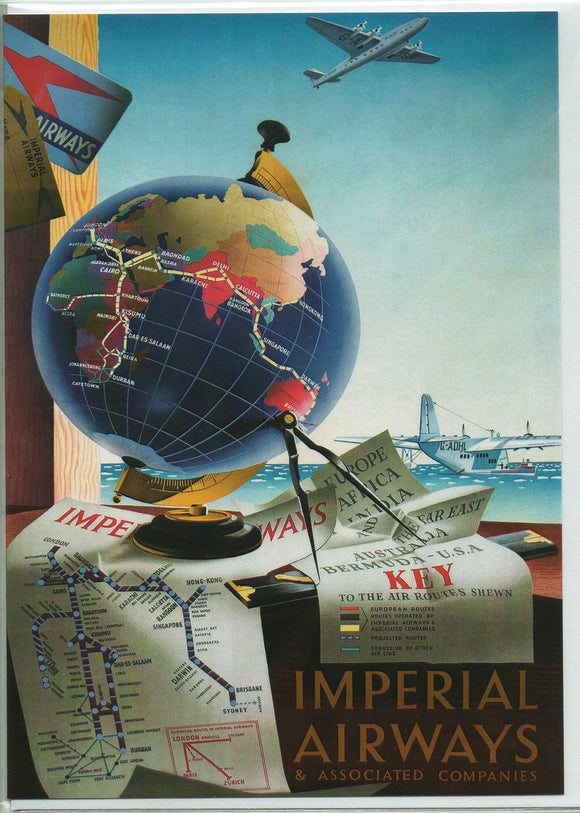 Imperial Airways Globe and Seaplane, Greetings Card 7
